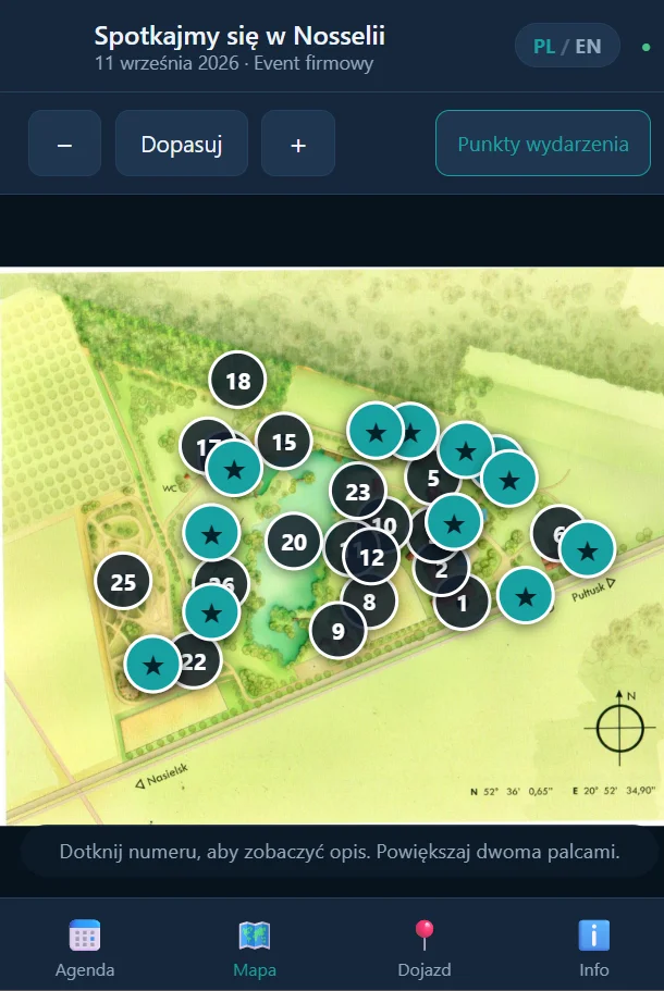 Company event app, screen 2